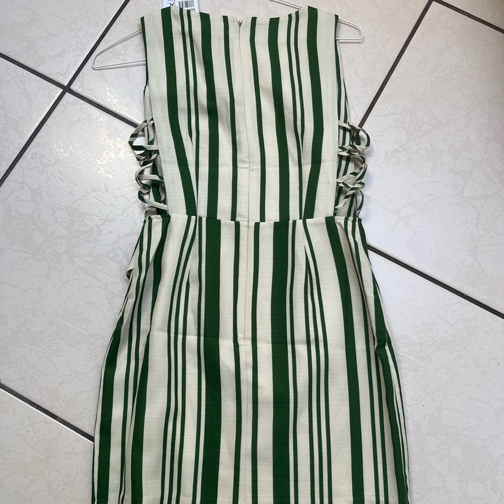 Nwt JOA green striped cutout side dress